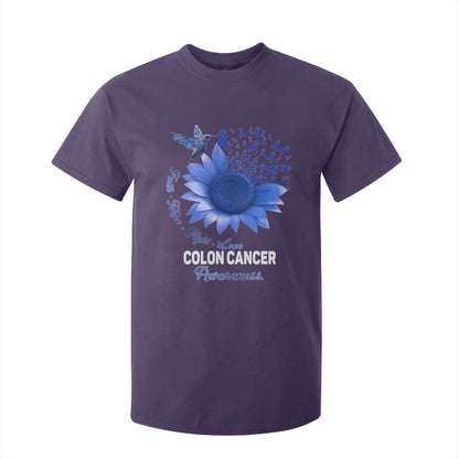 Colon Cancer Support T Shirt For Kid Faith Hope Fight Love Blue Sunflower Ribbon
