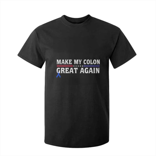 Make My Colon Great Again T Shirt For Kid Colorectal Cancer Support Vintage Star Blue Ribbon