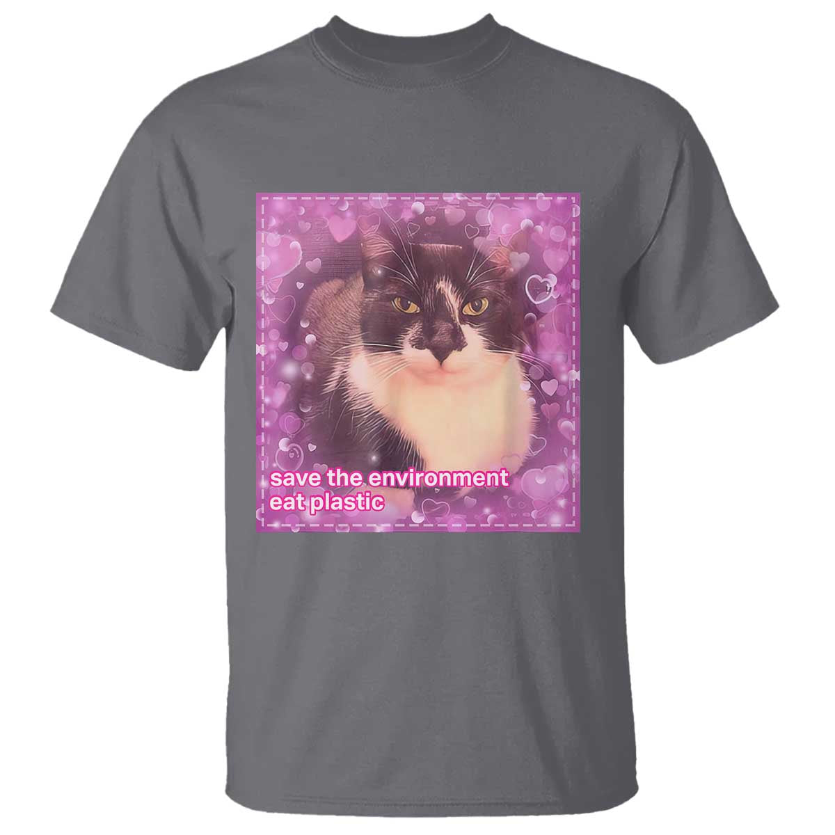 funny-save-the-environment-eat-plastic-t-shirt-cat-meme