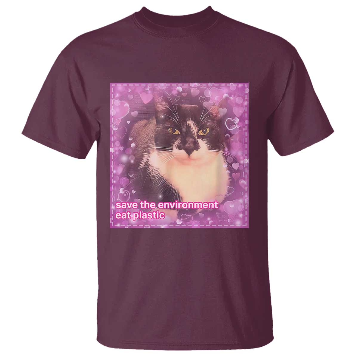 funny-save-the-environment-eat-plastic-t-shirt-cat-meme
