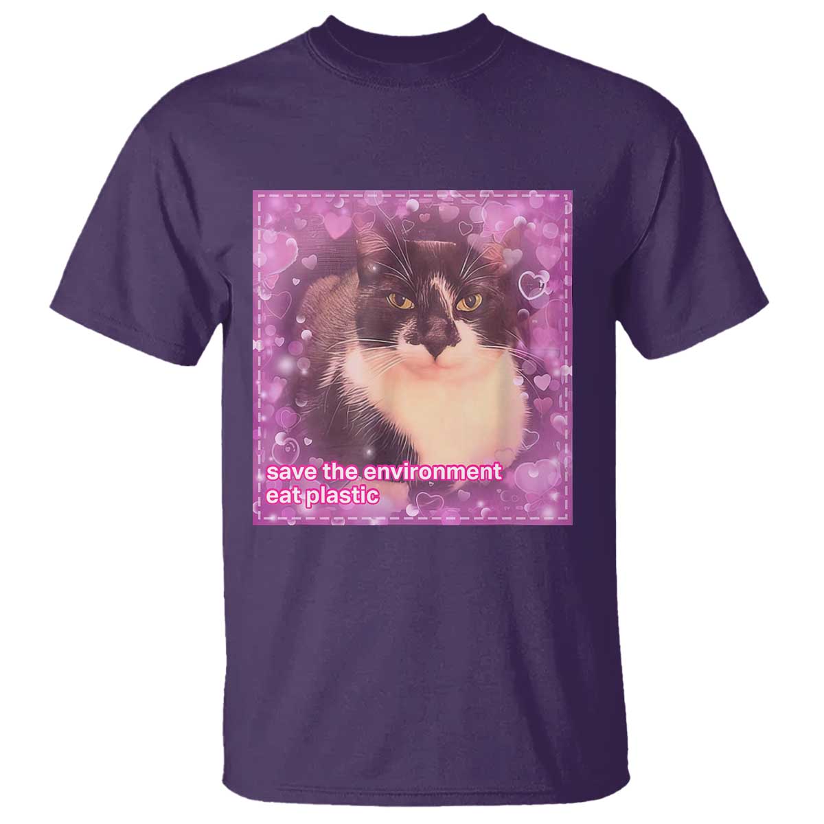 funny-save-the-environment-eat-plastic-t-shirt-cat-meme