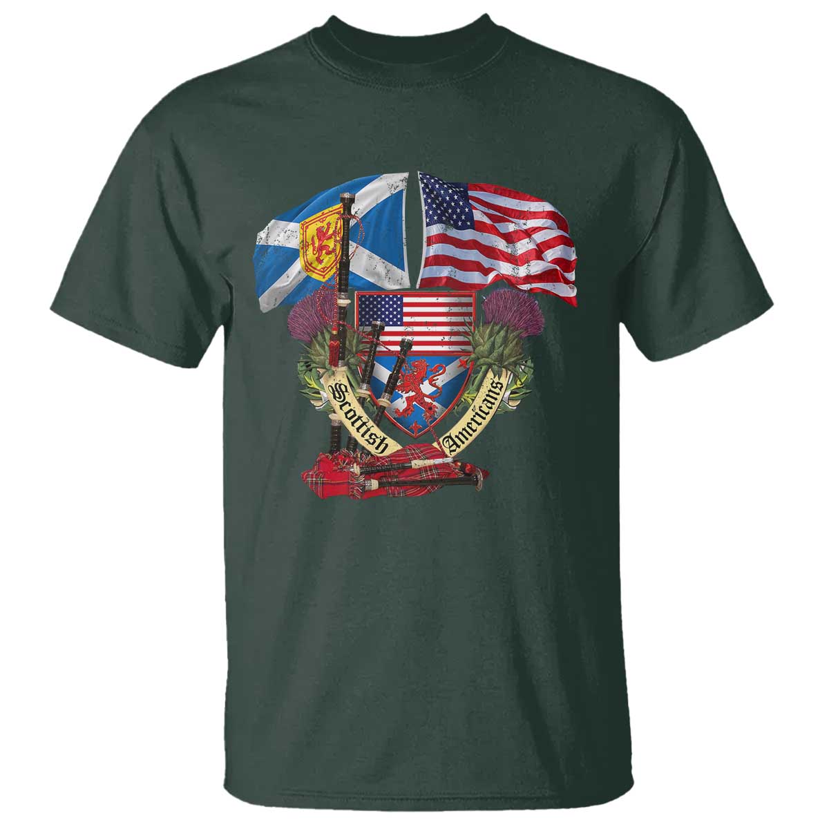 scottish-american-heritage-month-t-shirt-bagpipe-vintage-scottish-american-flag-thistle