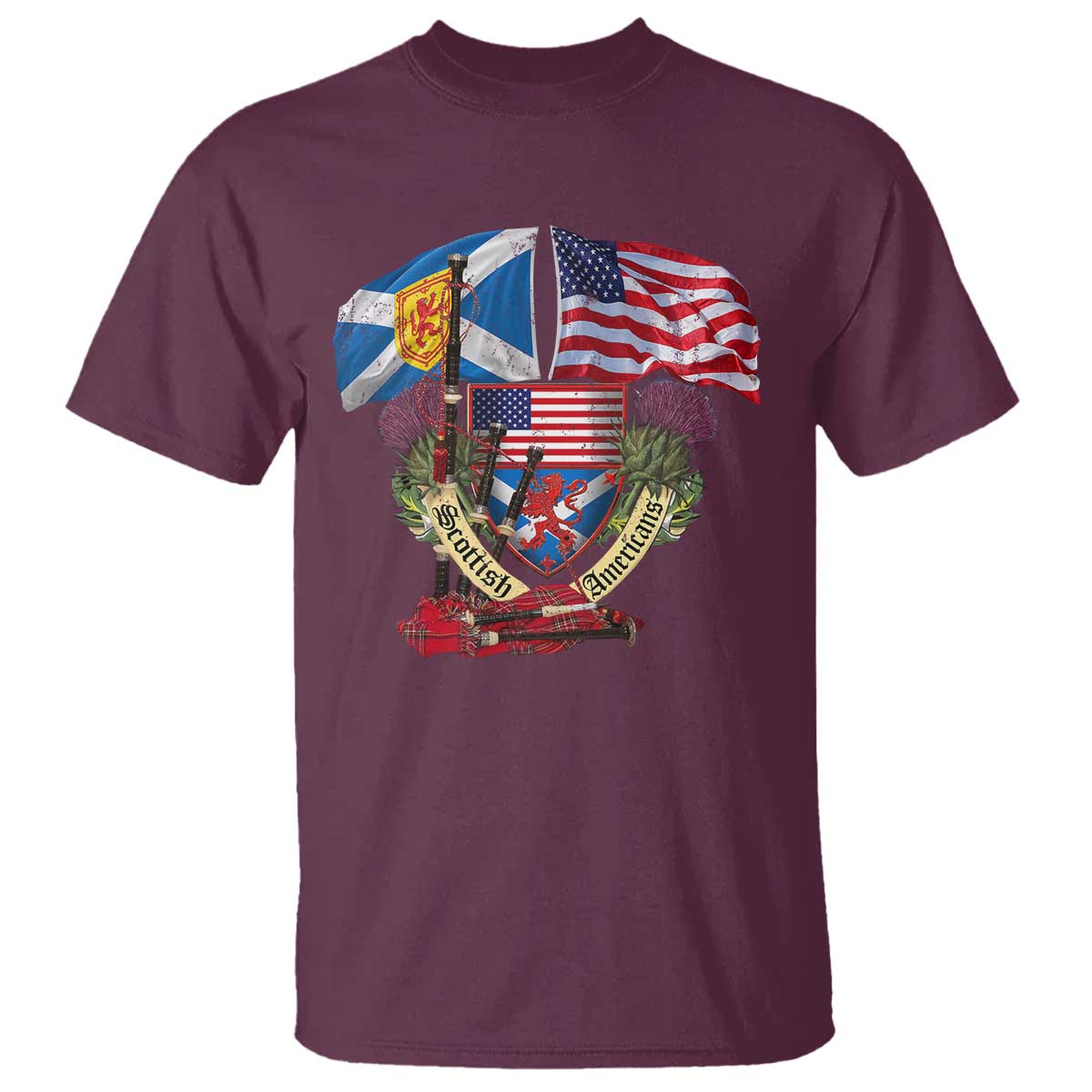scottish-american-heritage-month-t-shirt-bagpipe-vintage-scottish-american-flag-thistle