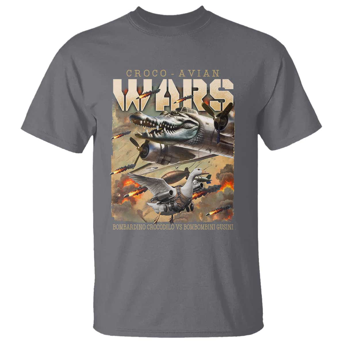 funny-italian-brainrot-croco-avian-wars-t-shirt-bombardino-crocodilo-bombombini-gusini-gen-z-meme