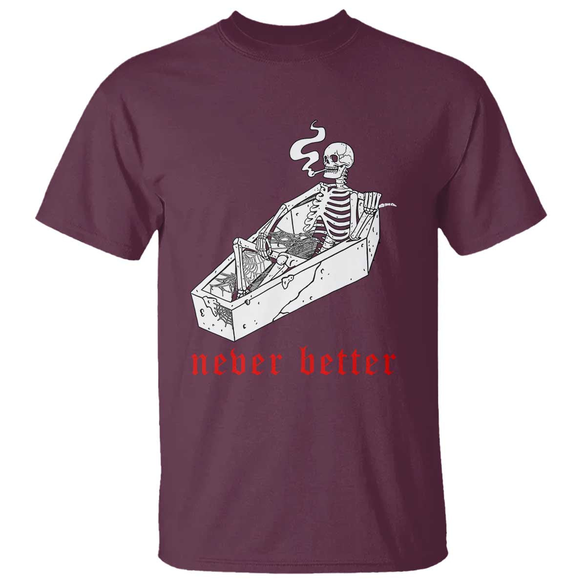 funny-skeleton-t-shirt-never-better-skull-coffin-smoke