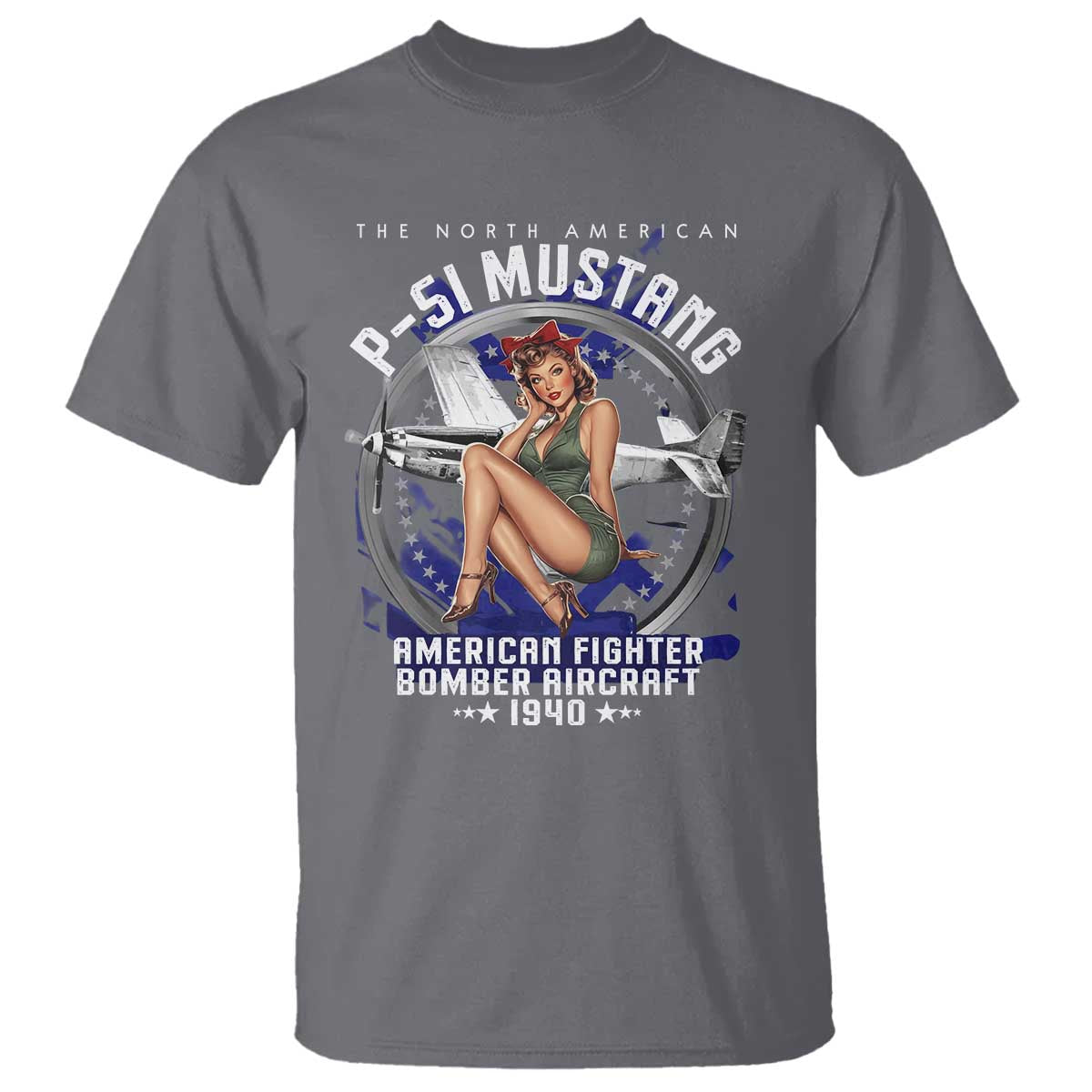 the-north-american-p-51-mustang-american-fighter-bomber-aircraft-t-shirt-ww2-aircraft-pin-up-girl