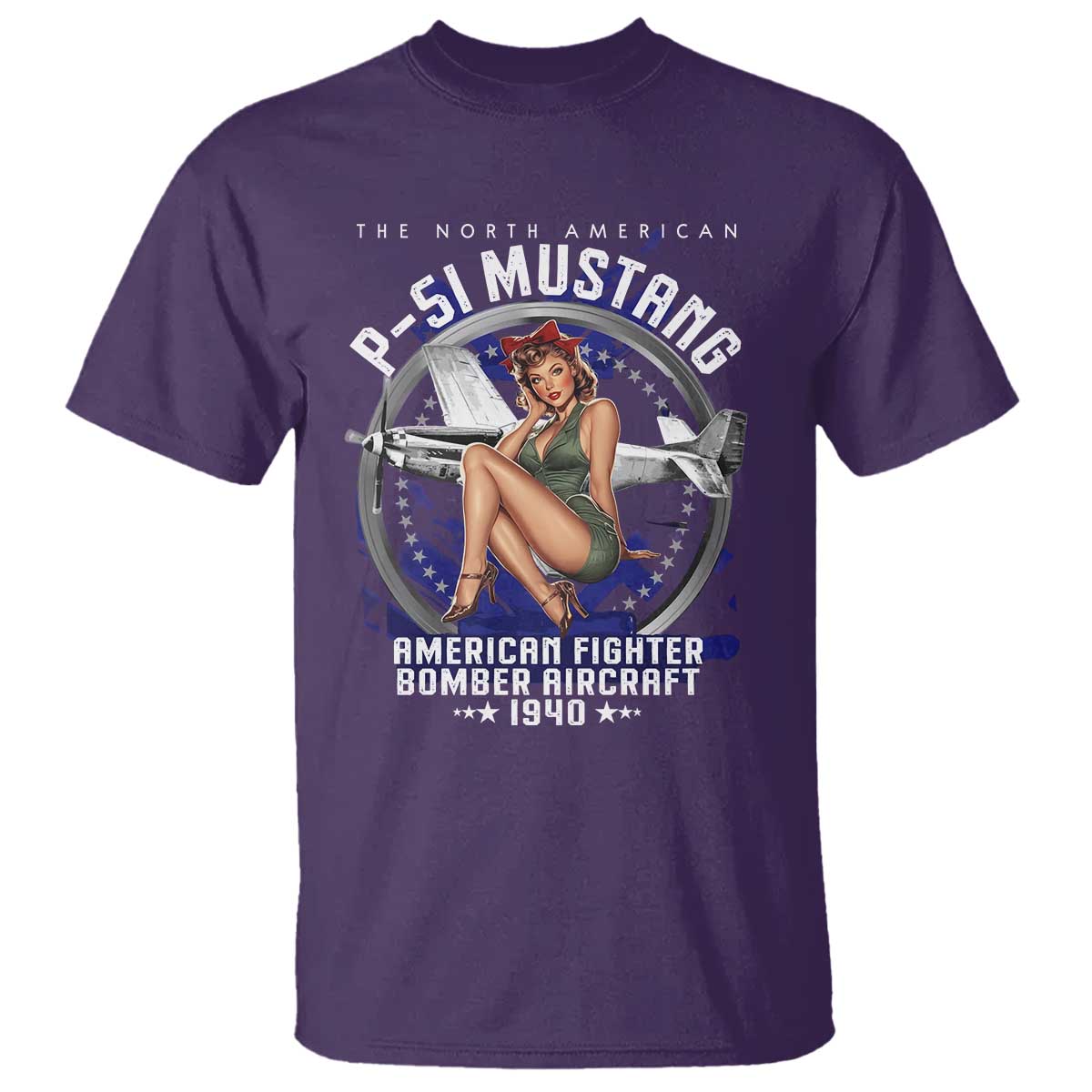 the-north-american-p-51-mustang-american-fighter-bomber-aircraft-t-shirt-ww2-aircraft-pin-up-girl