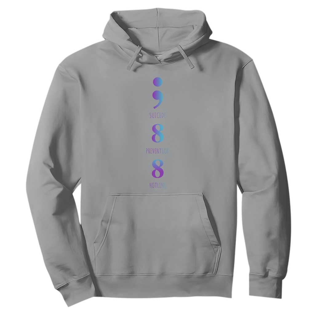 Suicide Prevention Support Hoodie 988 Suicide Prevention Hotline 988 Purple Teal Semicolon
