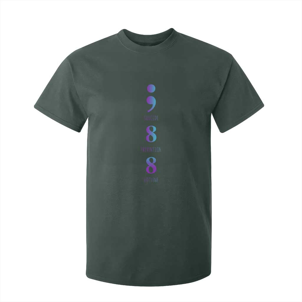 Suicide Prevention Support T Shirt For Kid 988 Suicide Prevention Hotline 988 Purple Teal Semicolon