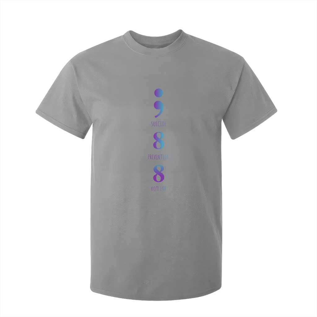Suicide Prevention Support T Shirt For Kid 988 Suicide Prevention Hotline 988 Purple Teal Semicolon