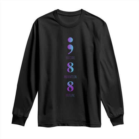 Suicide Prevention Support Long Sleeve Shirt 988 Suicide Prevention Hotline 988 Purple Teal Semicolon