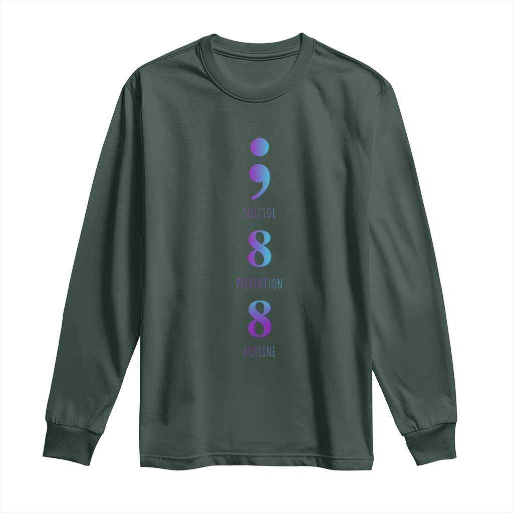 Suicide Prevention Support Long Sleeve Shirt 988 Suicide Prevention Hotline 988 Purple Teal Semicolon