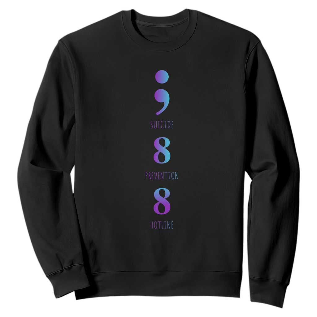Suicide Prevention Support Sweatshirt 988 Suicide Prevention Hotline 988 Purple Teal Semicolon