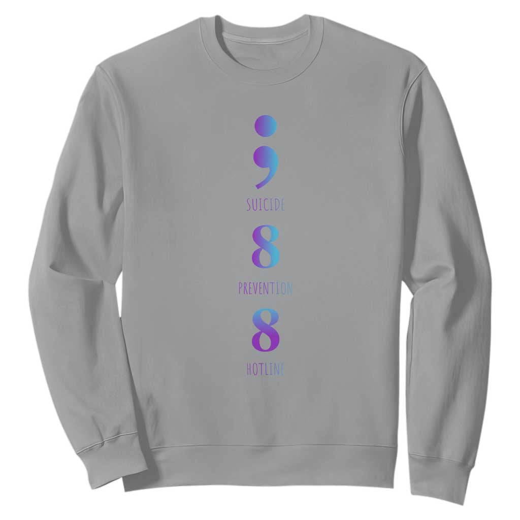 Suicide Prevention Support Sweatshirt 988 Suicide Prevention Hotline 988 Purple Teal Semicolon