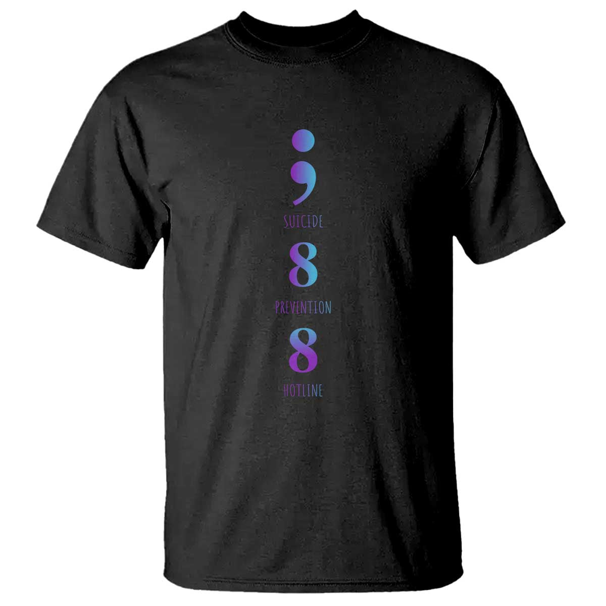 Suicide Prevention Support T Shirt 988 Suicide Prevention Hotline 988 Purple Teal Semicolon