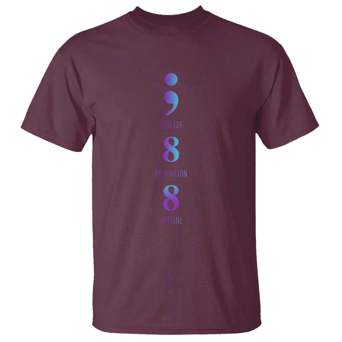 Suicide Prevention Support T Shirt 988 Suicide Prevention Hotline 988 Purple Teal Semicolon