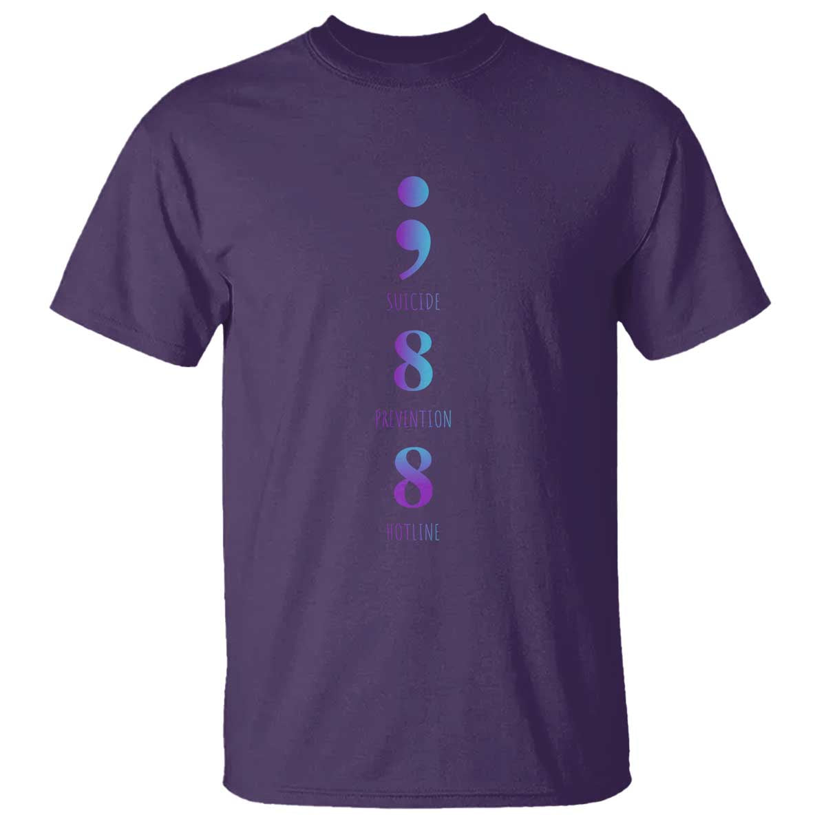 Suicide Prevention Support T Shirt 988 Suicide Prevention Hotline 988 Purple Teal Semicolon