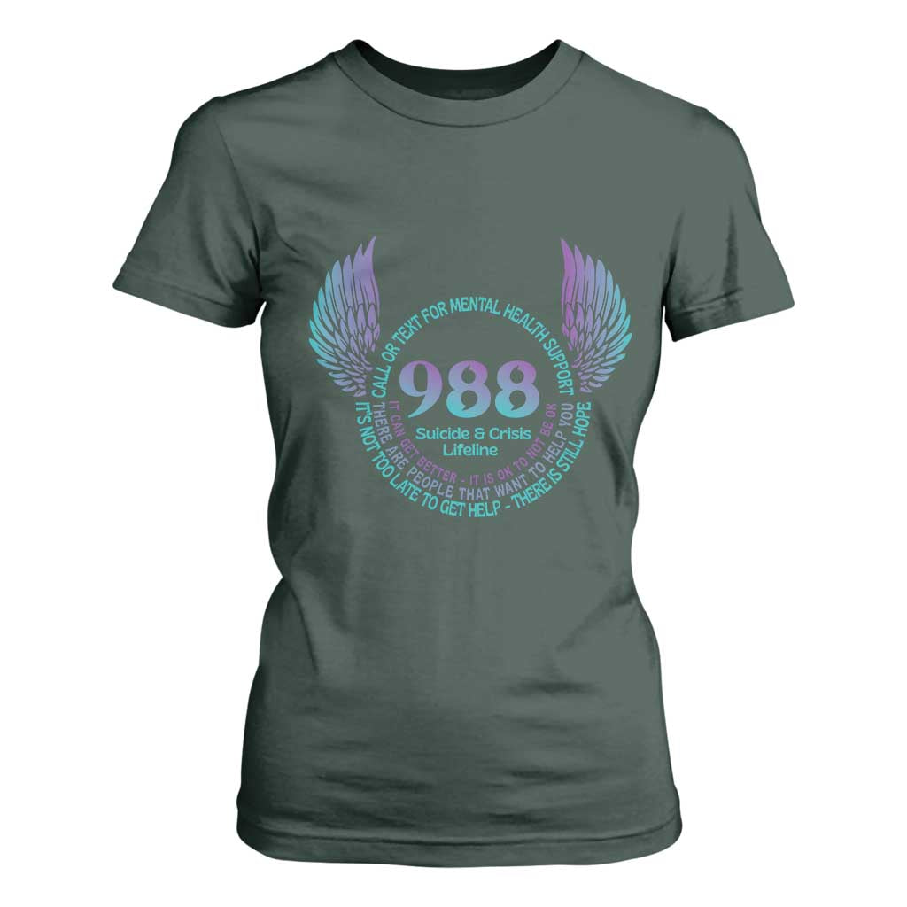 Mental Health Support T Shirt For Women Call or Text 988 Suicide Prevention Support
