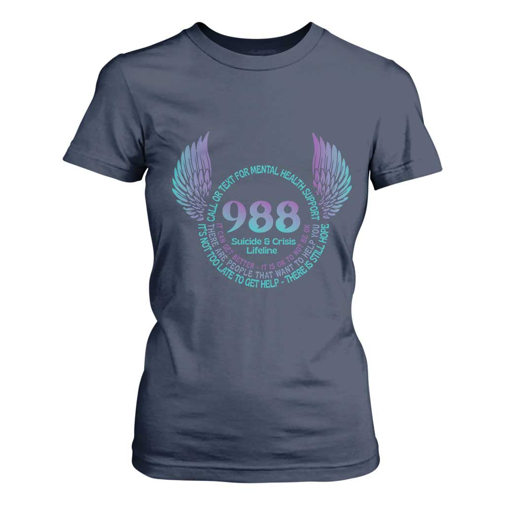Mental Health Support T Shirt For Women Call or Text 988 Suicide Prevention Support