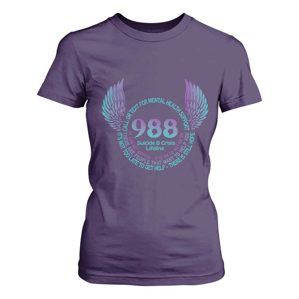 Mental Health Support T Shirt For Women Call or Text 988 Suicide Prevention Support