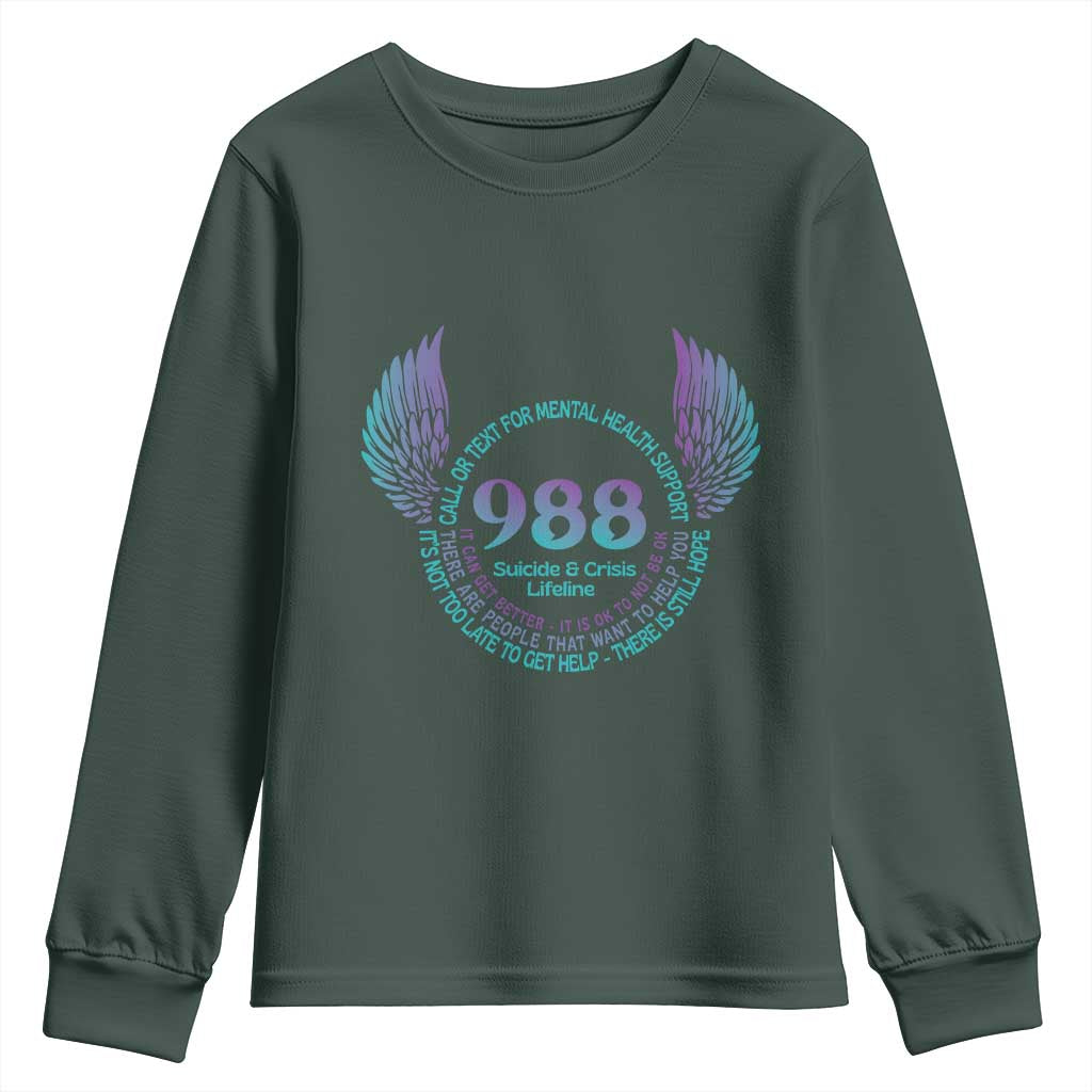 Mental Health Support Youth Sweatshirt Call or Text 988 Suicide Prevention Support