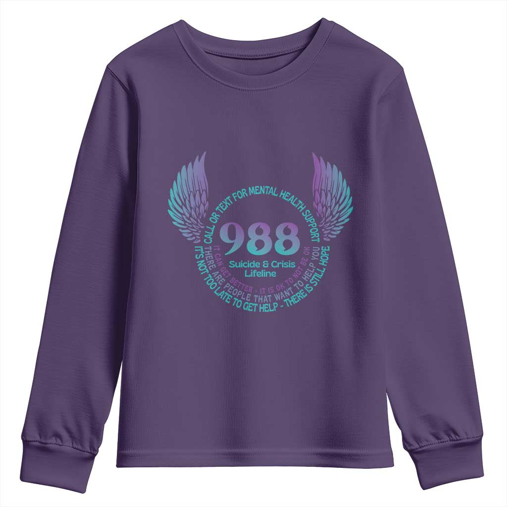 Mental Health Support Youth Sweatshirt Call or Text 988 Suicide Prevention Support