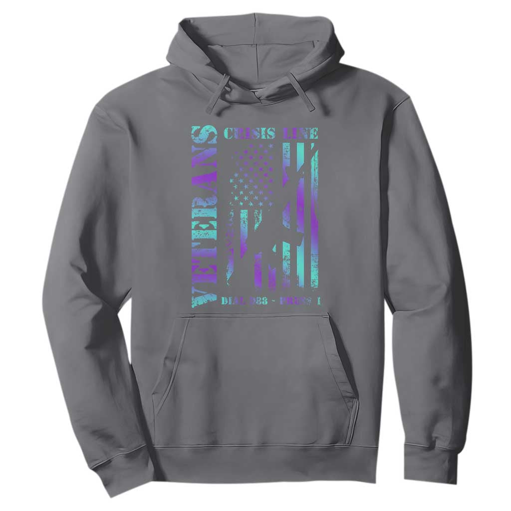 Suicide Prevention Support Hoodie Veterans Crisis Line Dial 988 Press 1 American Flag Gun