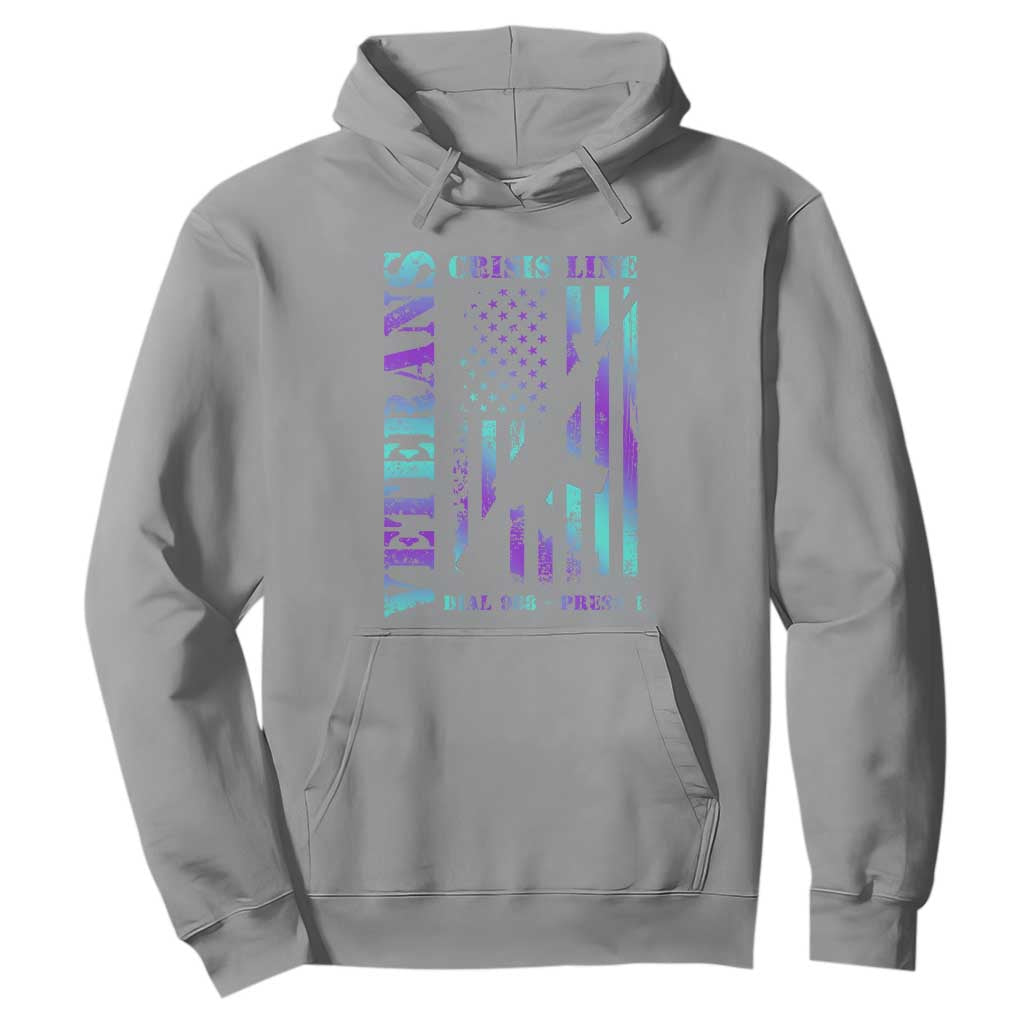 Suicide Prevention Support Hoodie Veterans Crisis Line Dial 988 Press 1 American Flag Gun