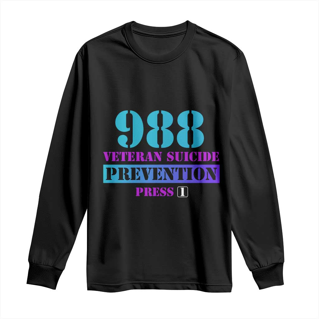 Suicide Prevention Support Long Sleeve Shirt 988 Veteran Suicide Prevention Press 1