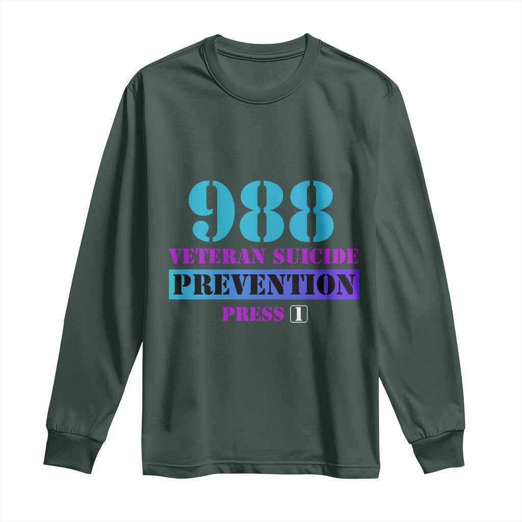 Suicide Prevention Support Long Sleeve Shirt 988 Veteran Suicide Prevention Press 1