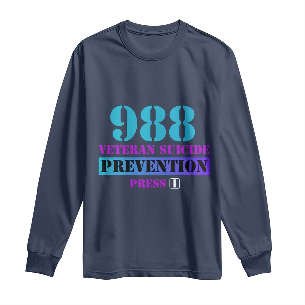 Suicide Prevention Support Long Sleeve Shirt 988 Veteran Suicide Prevention Press 1