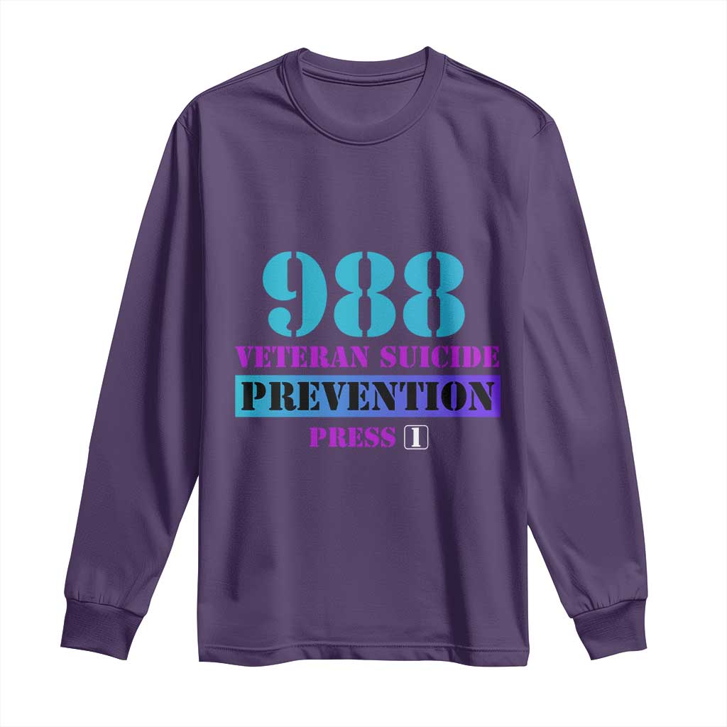 Suicide Prevention Support Long Sleeve Shirt 988 Veteran Suicide Prevention Press 1