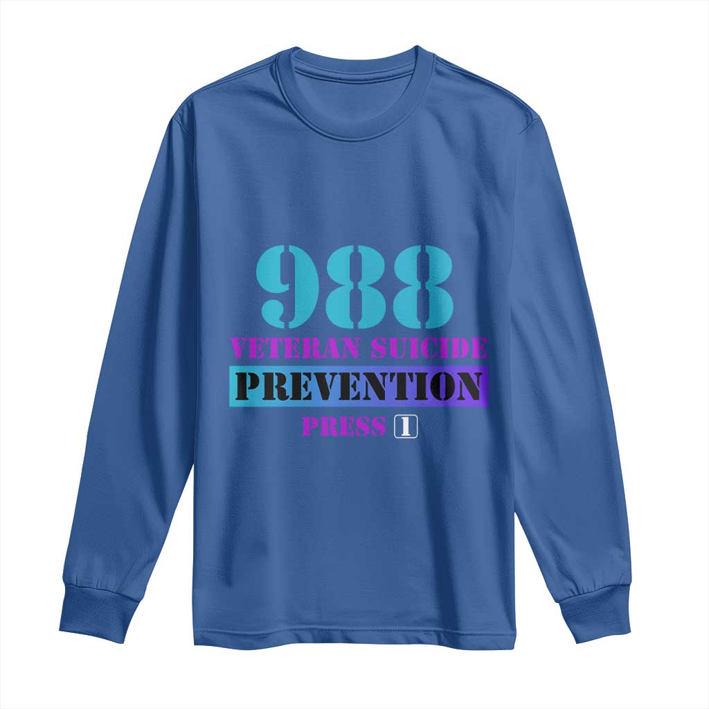Suicide Prevention Support Long Sleeve Shirt 988 Veteran Suicide Prevention Press 1