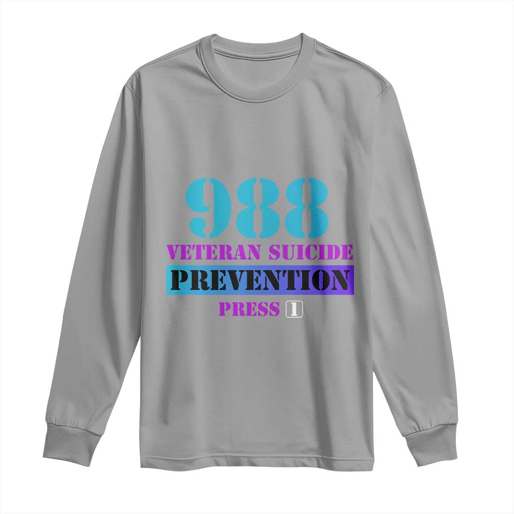 Suicide Prevention Support Long Sleeve Shirt 988 Veteran Suicide Prevention Press 1
