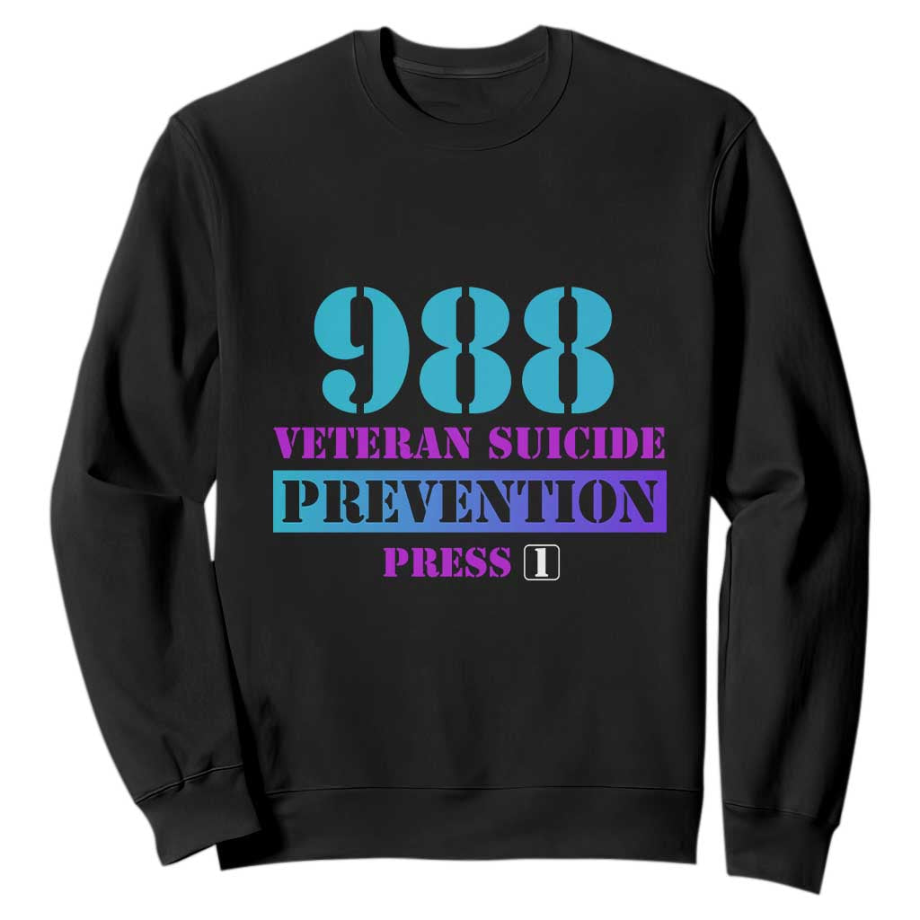 Suicide Prevention Support Sweatshirt 988 Veteran Suicide Prevention Press 1