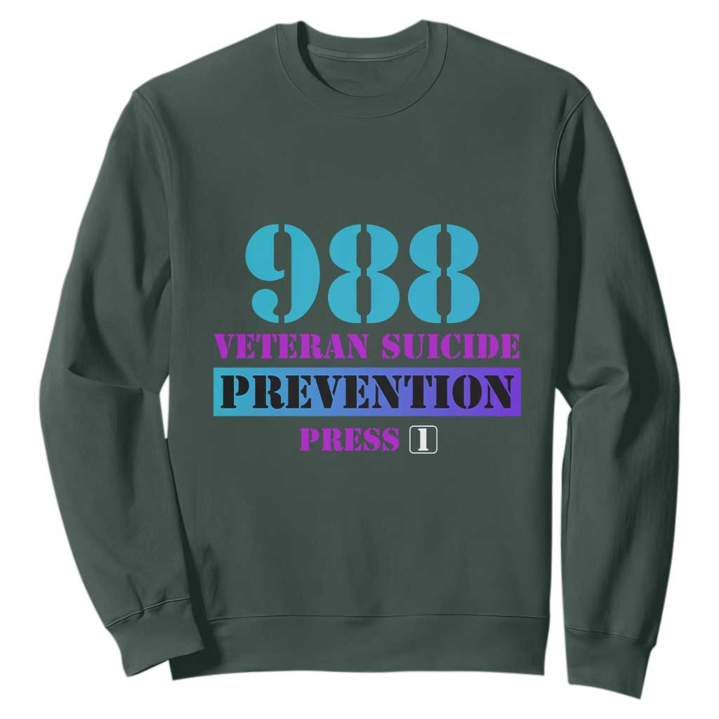 Suicide Prevention Support Sweatshirt 988 Veteran Suicide Prevention Press 1
