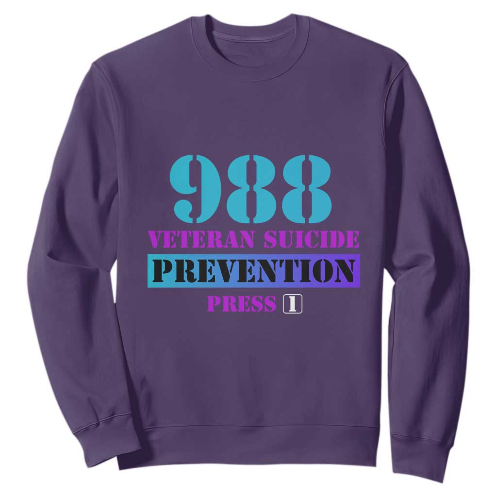 Suicide Prevention Support Sweatshirt 988 Veteran Suicide Prevention Press 1