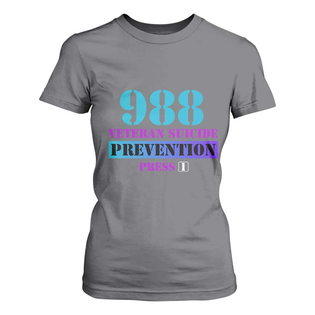 Suicide Prevention Support T Shirt For Women 988 Veteran Suicide Prevention Press 1