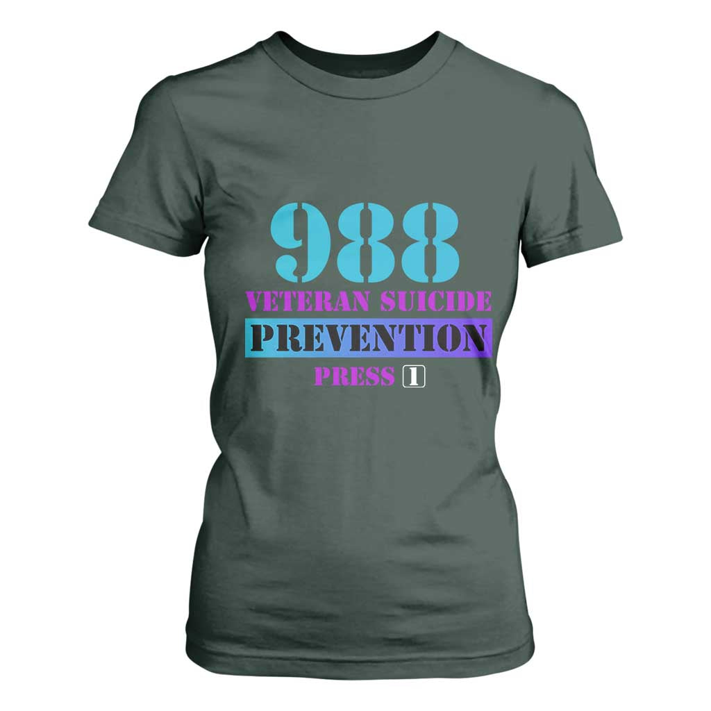 Suicide Prevention Support T Shirt For Women 988 Veteran Suicide Prevention Press 1
