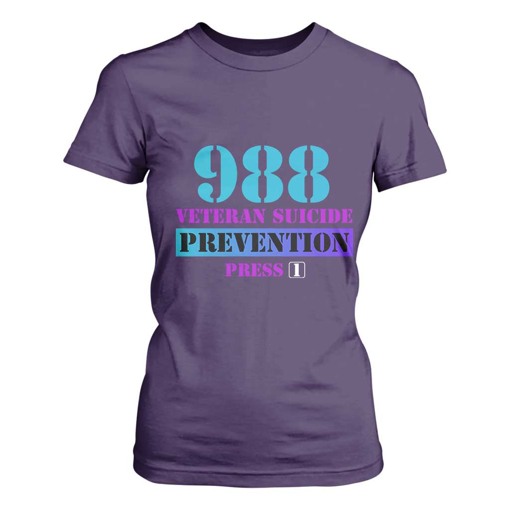 Suicide Prevention Support T Shirt For Women 988 Veteran Suicide Prevention Press 1