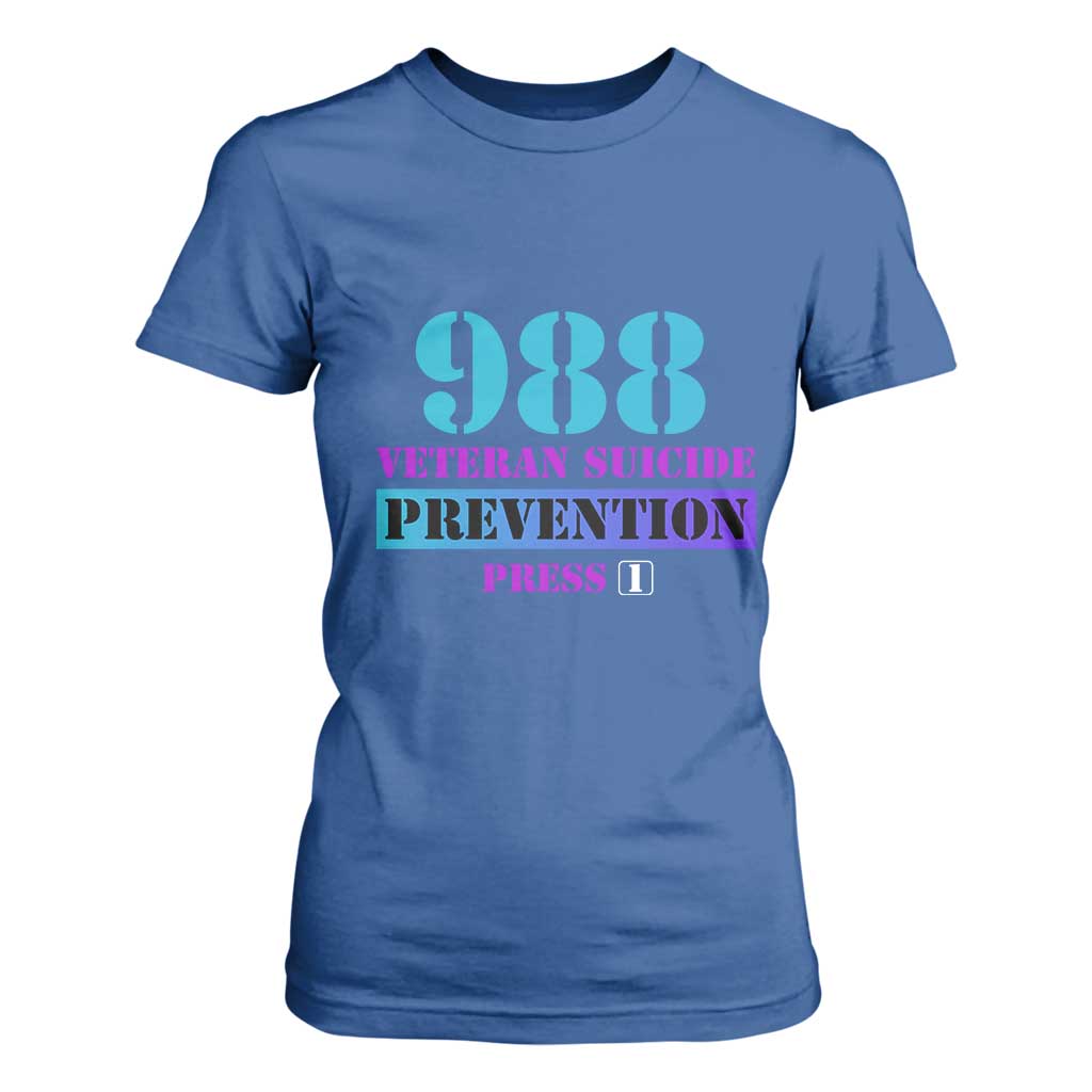 Suicide Prevention Support T Shirt For Women 988 Veteran Suicide Prevention Press 1