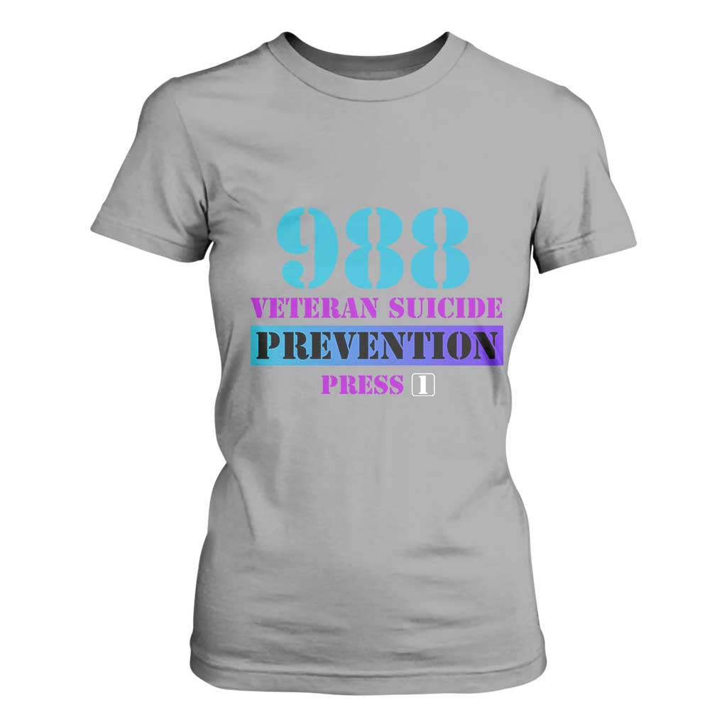 Suicide Prevention Support T Shirt For Women 988 Veteran Suicide Prevention Press 1