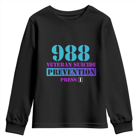 Suicide Prevention Support Youth Sweatshirt 988 Veteran Suicide Prevention Press 1