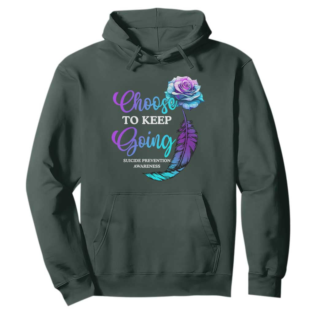 Suicide Prevention Support Hoodie Choose To Keep Going Semicolon Rose Feather