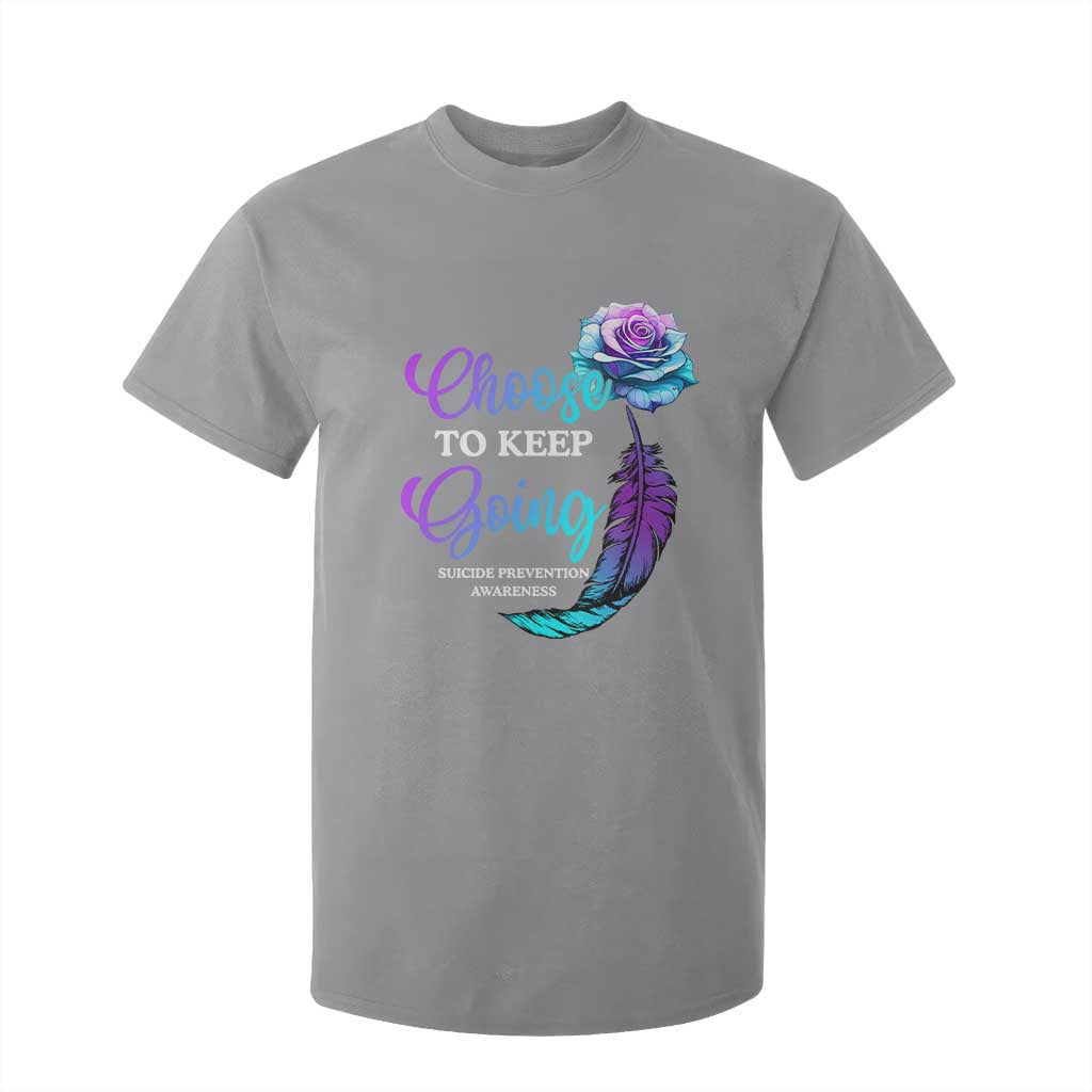 Suicide Prevention Support T Shirt For Kid Choose To Keep Going Semicolon Rose Feather