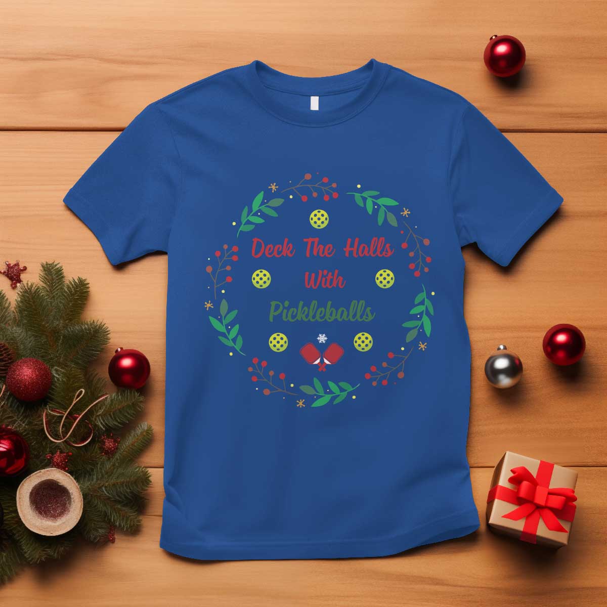 christmas-pickleball-t-shirt-deck-the-halls-with-pickleball-xmas-wealth
