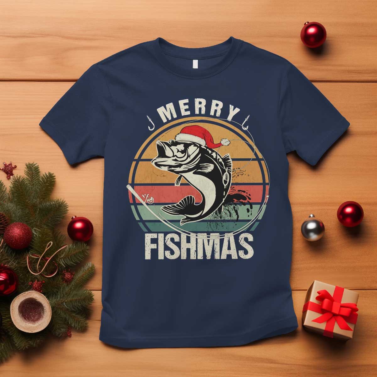 funny-christmas-fishing-t-shirt-merry-fishmas-vintage-sunset-retro