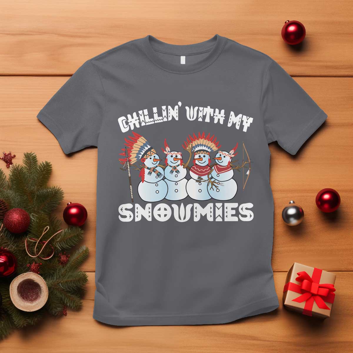 funny-christmas-native-american-t-shirt-chillin-with-my-snowmies-snowman-tribes