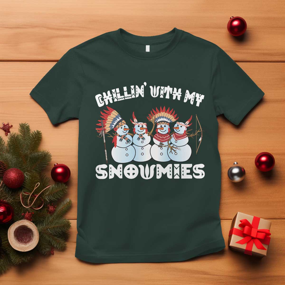 funny-christmas-native-american-t-shirt-chillin-with-my-snowmies-snowman-tribes
