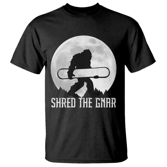 funny-bigfoot-snowboarding-t-shirt-shred-the-gnar-moon-snowboard